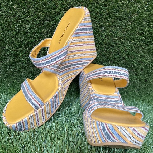 NINE WEST NEW Platform Wedge Sandals Size 8 1/2 M - Picture 7 of 16